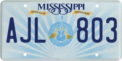 MS license plate AJL803