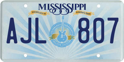 MS license plate AJL807