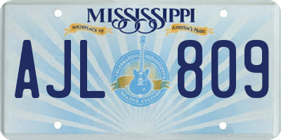MS license plate AJL809
