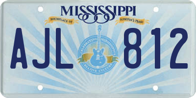 MS license plate AJL812