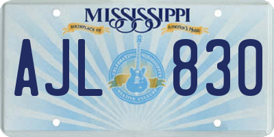 MS license plate AJL830