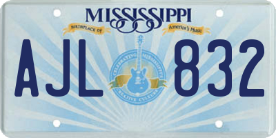 MS license plate AJL832