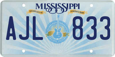 MS license plate AJL833