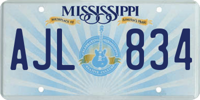 MS license plate AJL834