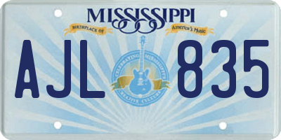MS license plate AJL835