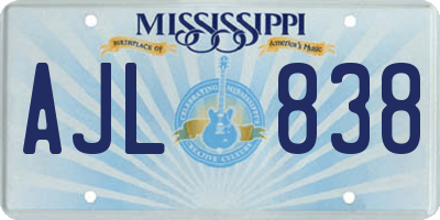 MS license plate AJL838
