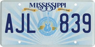 MS license plate AJL839