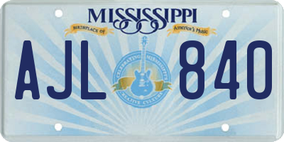 MS license plate AJL840