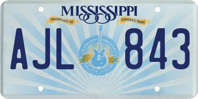 MS license plate AJL843