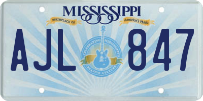 MS license plate AJL847