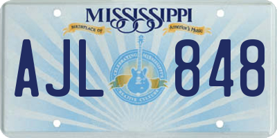 MS license plate AJL848