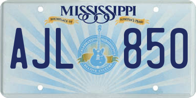 MS license plate AJL850
