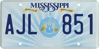 MS license plate AJL851