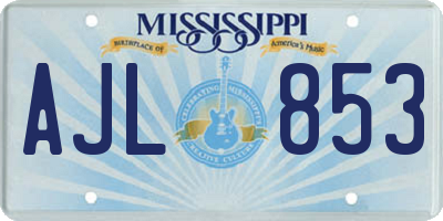 MS license plate AJL853