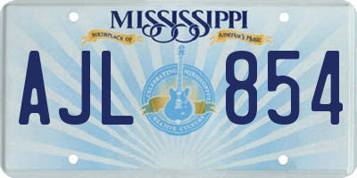MS license plate AJL854