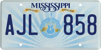 MS license plate AJL858