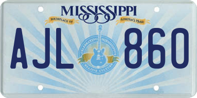 MS license plate AJL860