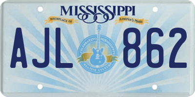 MS license plate AJL862