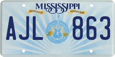 MS license plate AJL863