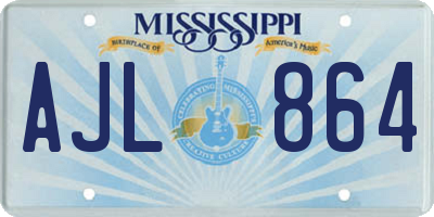 MS license plate AJL864
