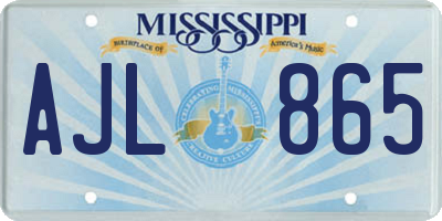 MS license plate AJL865