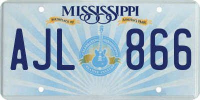 MS license plate AJL866