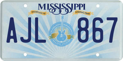 MS license plate AJL867