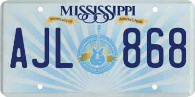 MS license plate AJL868