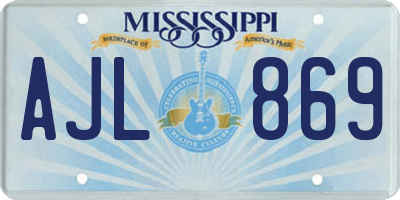 MS license plate AJL869