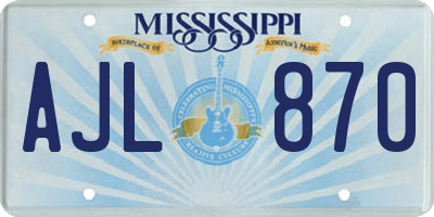 MS license plate AJL870