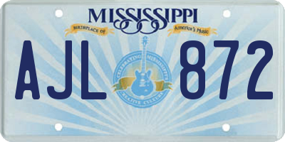 MS license plate AJL872