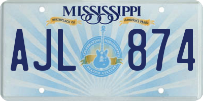 MS license plate AJL874