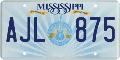 MS license plate AJL875