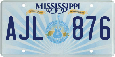 MS license plate AJL876