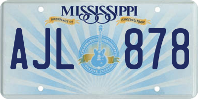 MS license plate AJL878