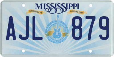 MS license plate AJL879