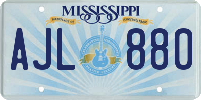 MS license plate AJL880
