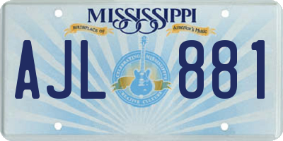 MS license plate AJL881