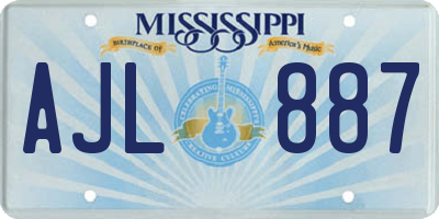 MS license plate AJL887