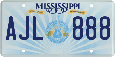 MS license plate AJL888