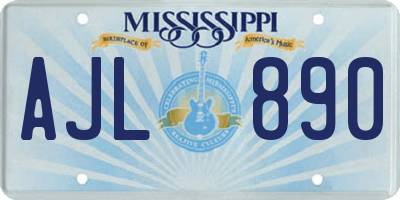 MS license plate AJL890