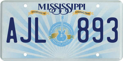 MS license plate AJL893