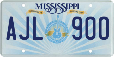MS license plate AJL900