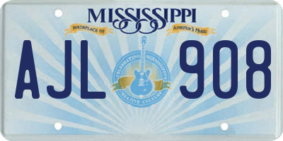 MS license plate AJL908