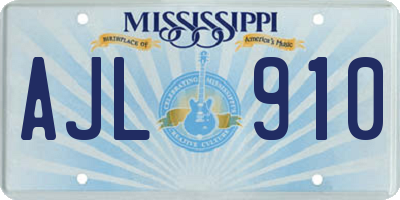 MS license plate AJL910