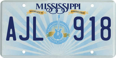 MS license plate AJL918