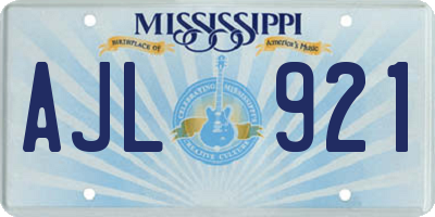 MS license plate AJL921