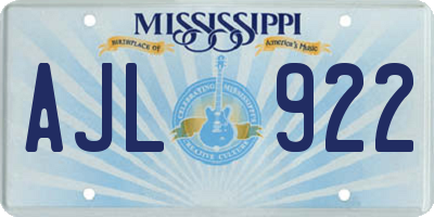 MS license plate AJL922