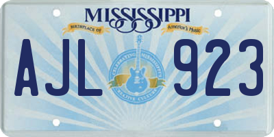 MS license plate AJL923