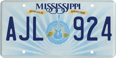 MS license plate AJL924